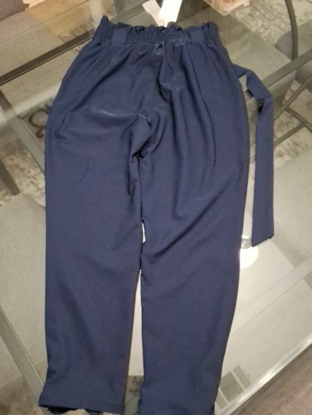 Grace Karin Women Navy Tie-Waist Dress Pants with Cuff Bows - Picture 2 of 4
